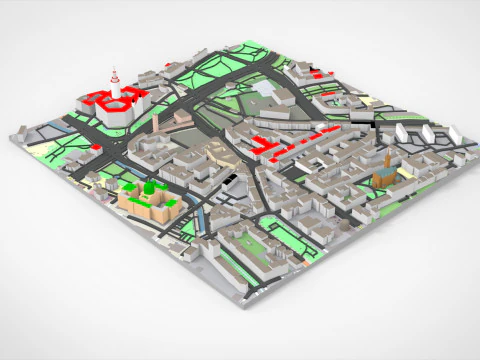 Cityscape Leipzig Centrum district Germany 3D Model