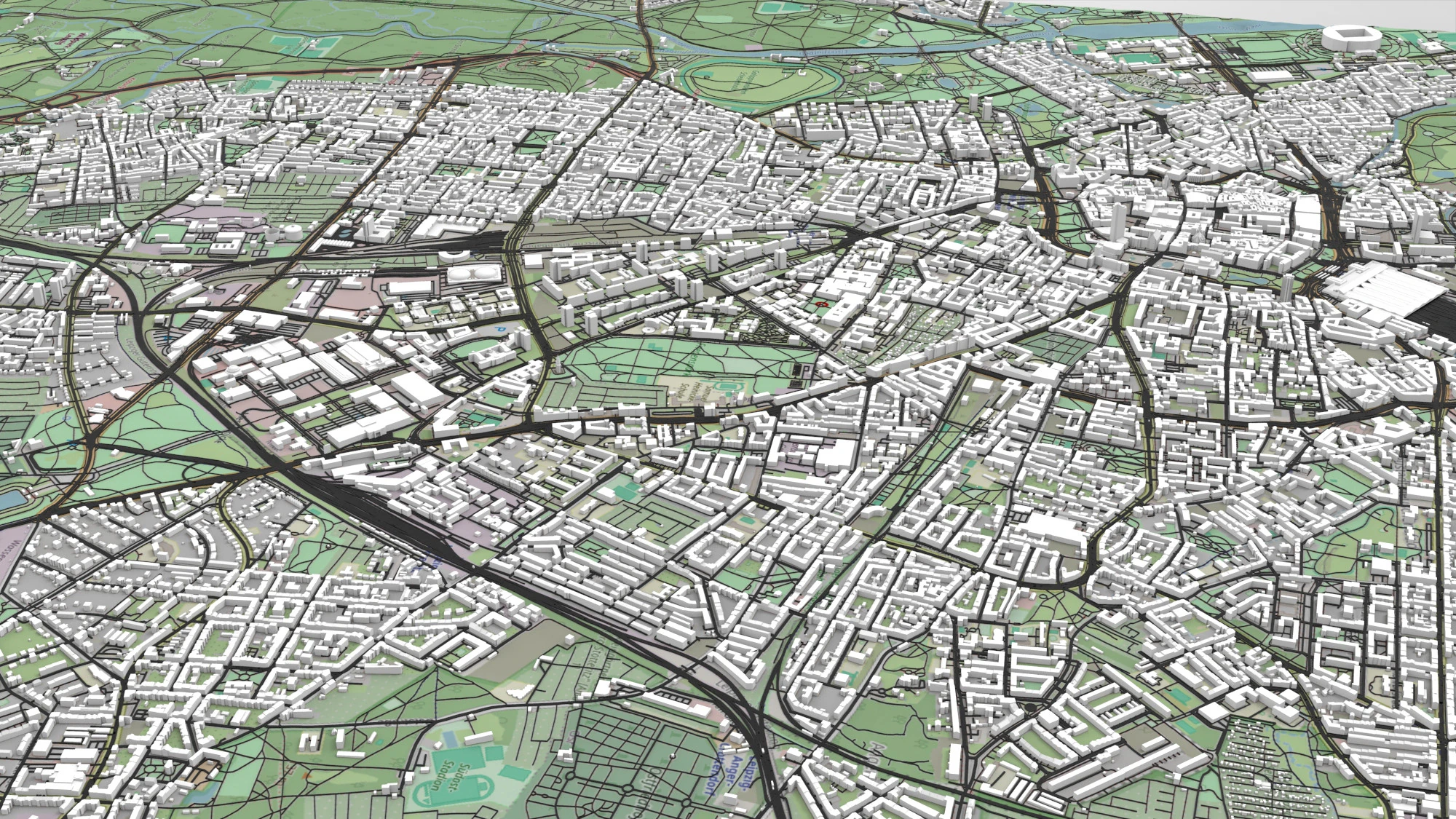 Şehir manzarası Leipzig Almanya 3D Model .c4d .max .obj .3ds .fbx .stl .blend 