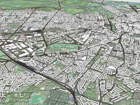 Paisagem urbana de Leipzig, Alemanha Modelo 3D