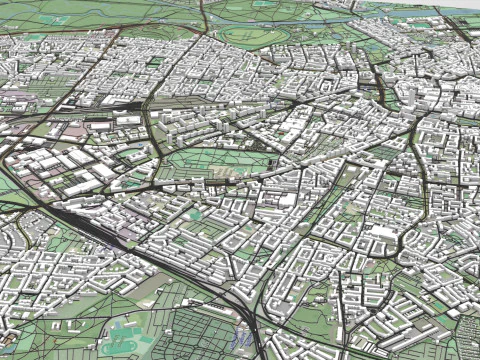 Paisagem urbana de Leipzig, Alemanha Modelo 3D