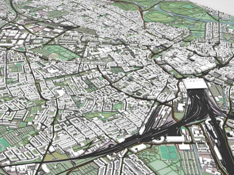 Şehir manzarası Leipzig Almanya 3D Model