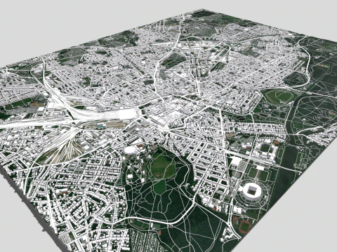 Şehir manzarası Leipzig Almanya 3D Model