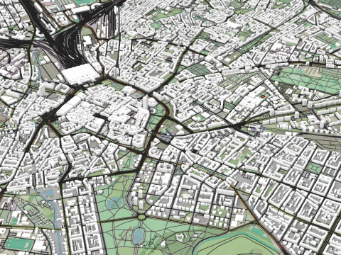 Şehir manzarası Leipzig Almanya 3D Model