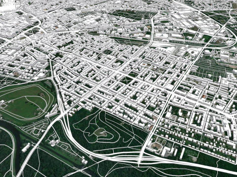 Şehir manzarası Leipzig Almanya 3D Model
