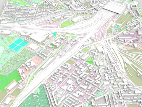 Центральный железнодорожный вокзал Лейпцига Германия 3D Модель