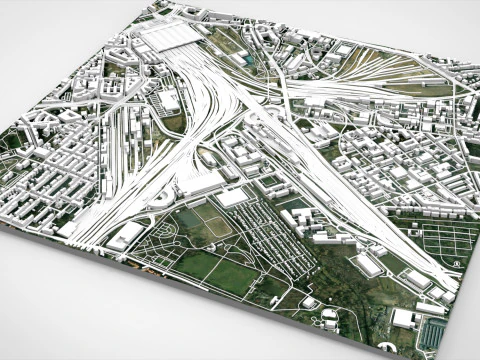 Центральный железнодорожный вокзал Лейпцига Германия 3D Модель