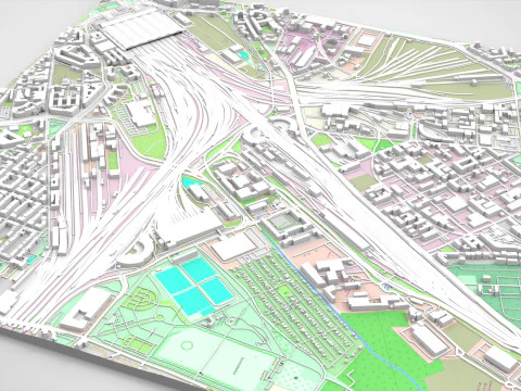 Центральный железнодорожный вокзал Лейпцига Германия 3D Модель