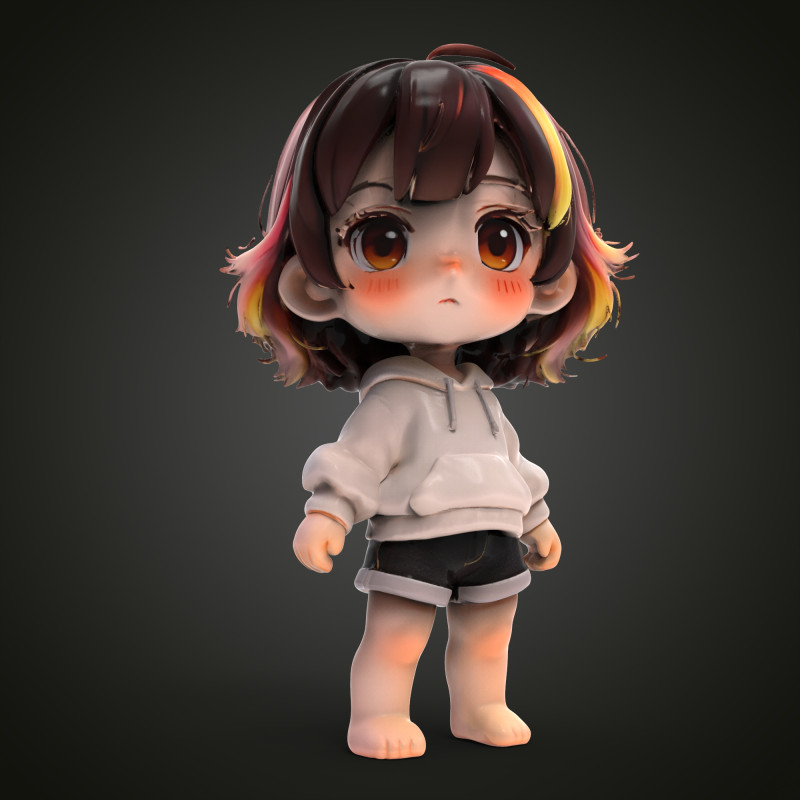 Garota chibi Modelo 3D .c4d .max .obj .3ds .fbx .stl .blend