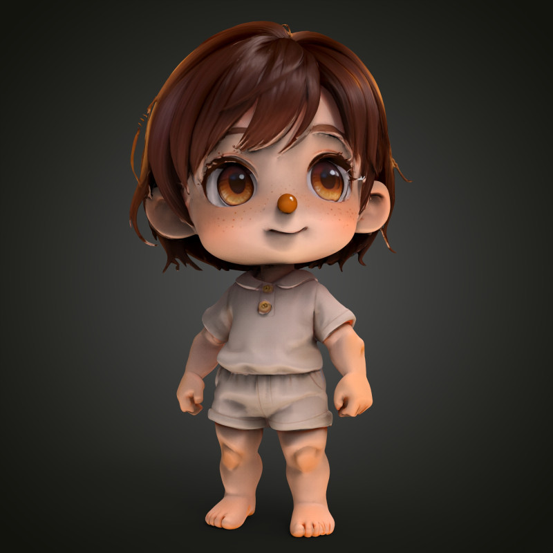 Ragazza Chibi Modello 3D .c4d .max .obj .3ds .fbx .stl .blend