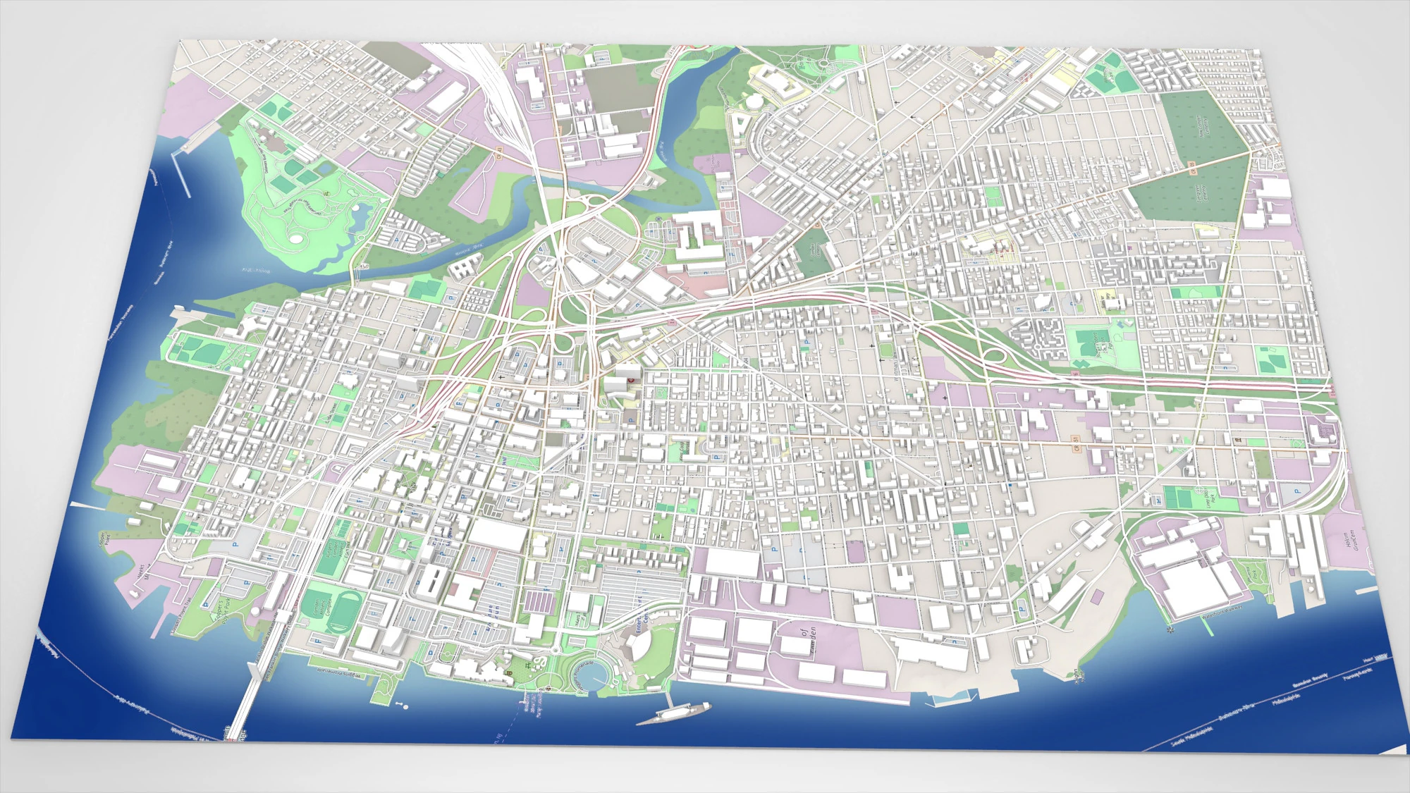 Cityscape Camden New Jersey USA 3D Model .c4d .max .obj .3ds .fbx .stl .blend 