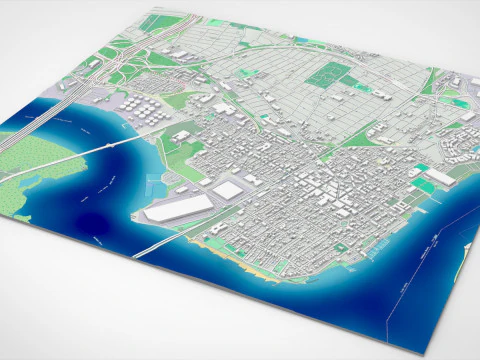 Cityscape Perth Amboy New Jersey United States 3D Model