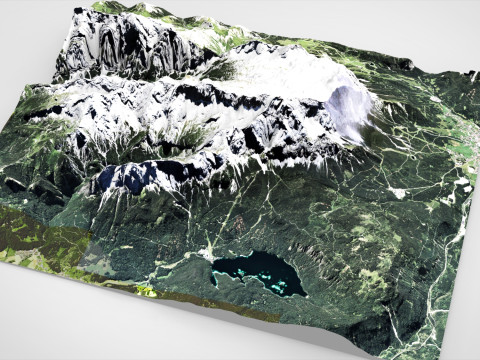 Paisagem montanhosa Zugspitze Alemanha Modelo 3D