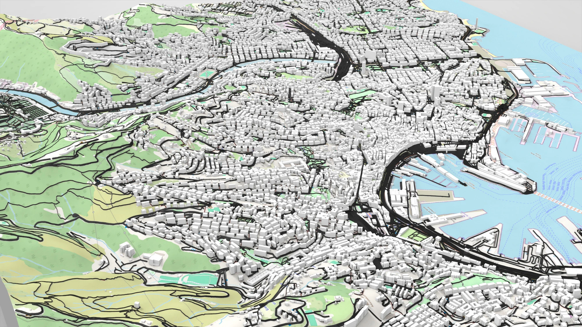 Paesaggio urbano Genova Italia Modello 3D .c4d .max .obj .3ds .fbx .stl .blend