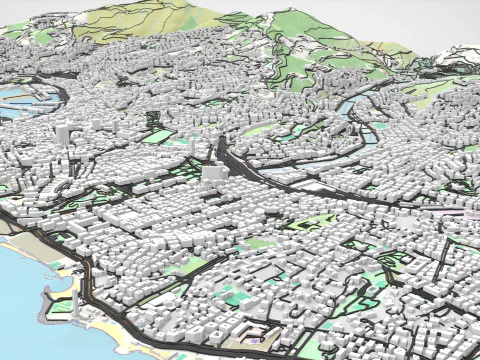 Paesaggio urbano Genova Italia Modello 3D