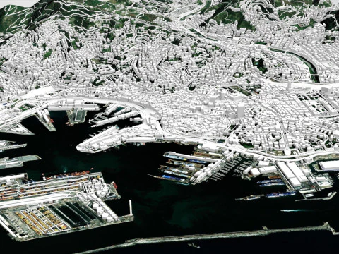 Paesaggio urbano Genova Italia Modello 3D