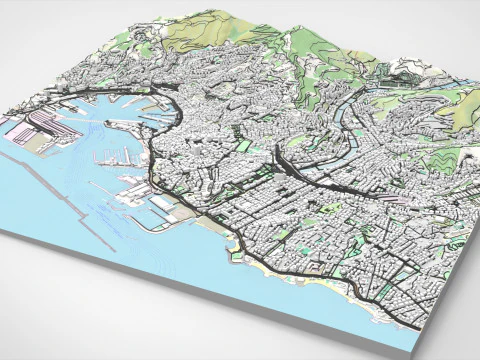 Paesaggio urbano Genova Italia Modello 3D