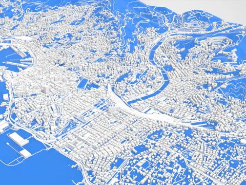 Paesaggio urbano Genova Italia Modello 3D