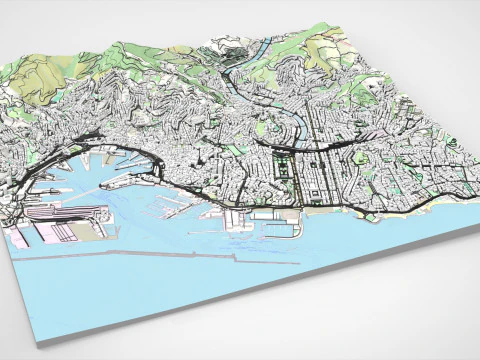 Paesaggio urbano Genova Italia Modello 3D