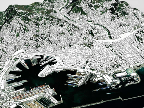 Paesaggio urbano Genova Italia Modello 3D