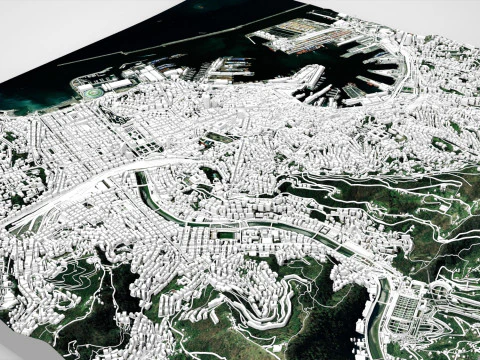 Paesaggio urbano Genova Italia Modello 3D