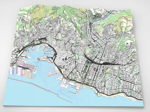 Paesaggio urbano Genova Italia Modello 3D