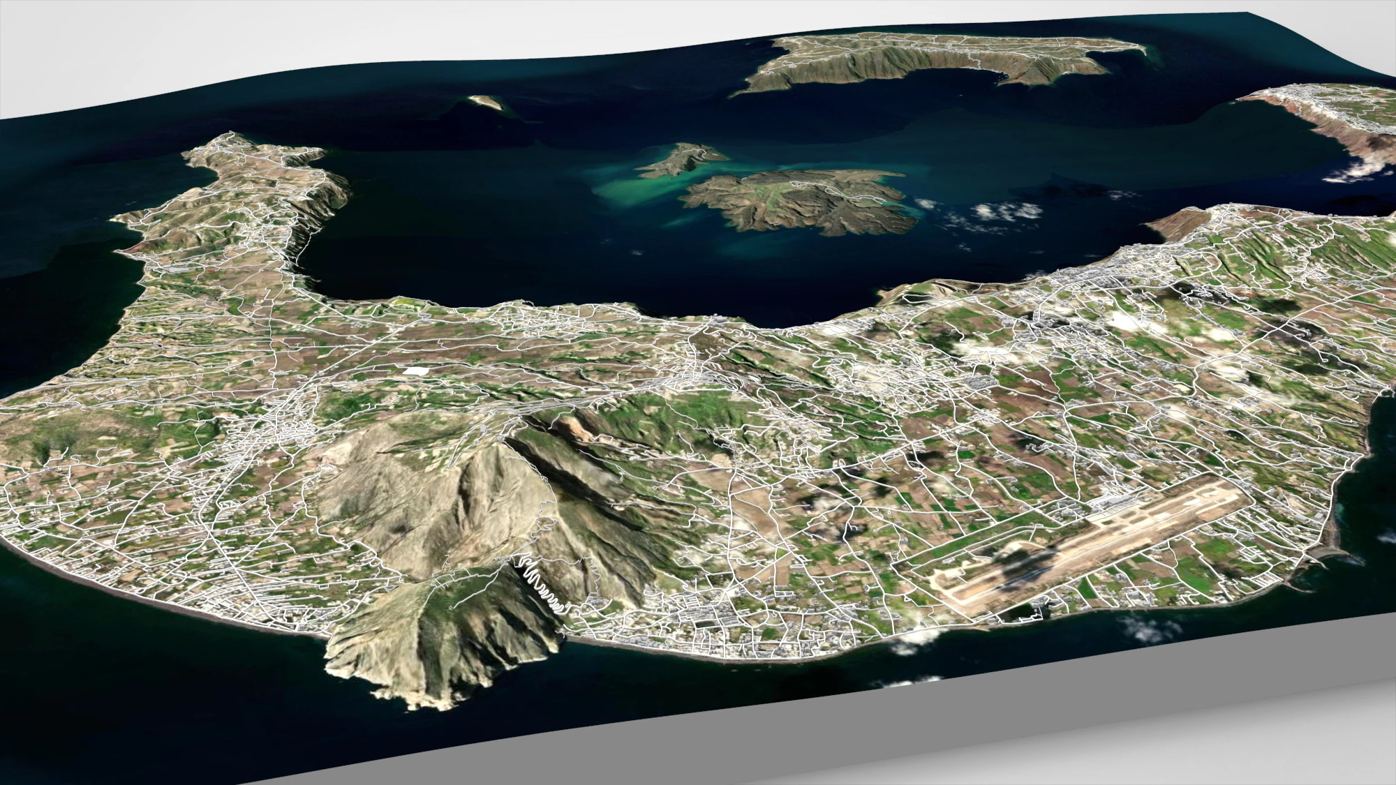 Island Santorini Greece 3D Model .c4d .max .obj .3ds .fbx .stl .blend 