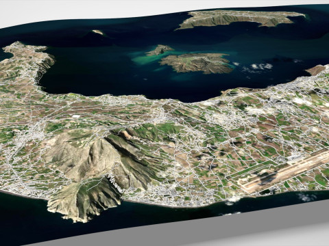 &Icirc;le Santorin Gr&egrave;ce Modèle 3D