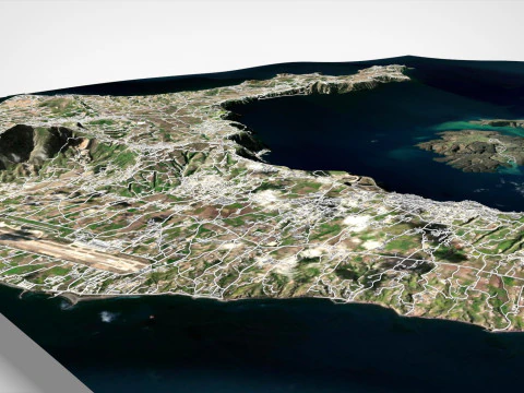 Island Santorini Greece 3D Model