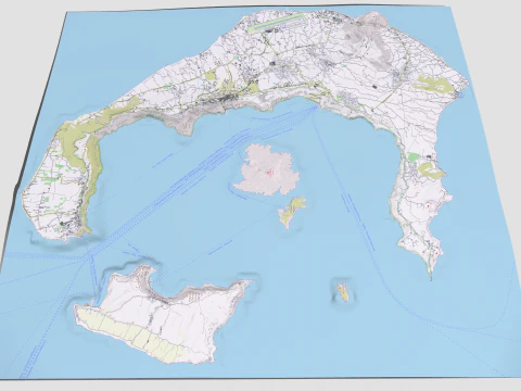 Island Santorini Greece 3D Model