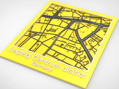 Ulice i drogi dzielnicy Lipsk Centrum Niemcy Model 3D