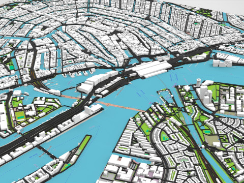 Paesaggio urbano Amsterdam Paesi Bassi Modello 3D