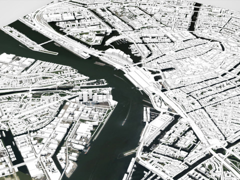 Paesaggio urbano Amsterdam Paesi Bassi Modello 3D