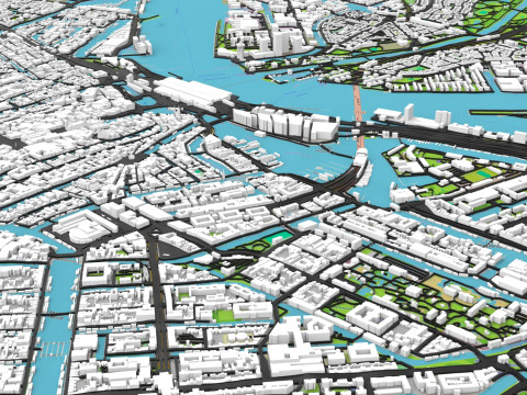 Paesaggio urbano Amsterdam Paesi Bassi Modello 3D