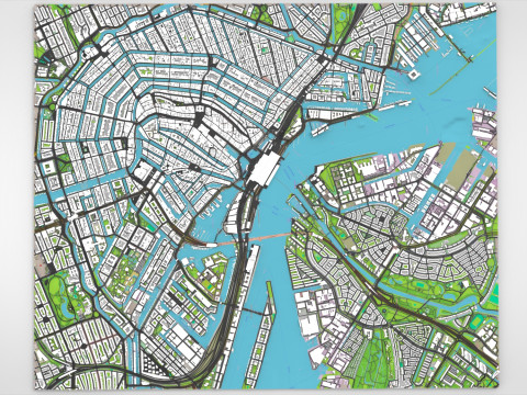Paesaggio urbano Amsterdam Paesi Bassi Modello 3D