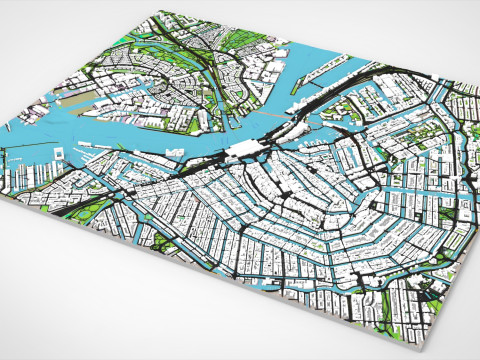 Paesaggio urbano Amsterdam Paesi Bassi Modello 3D