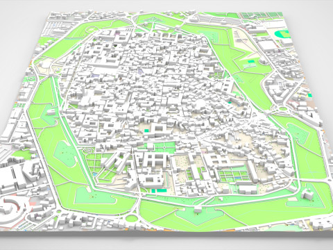 Міський пейзаж Лукка, Тоскана, Італія 3D Модель