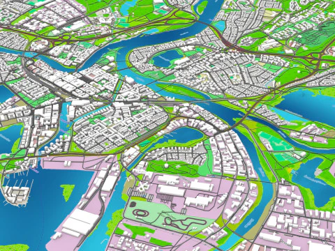 Paesaggio urbano Karlstad Svezia Modello 3D