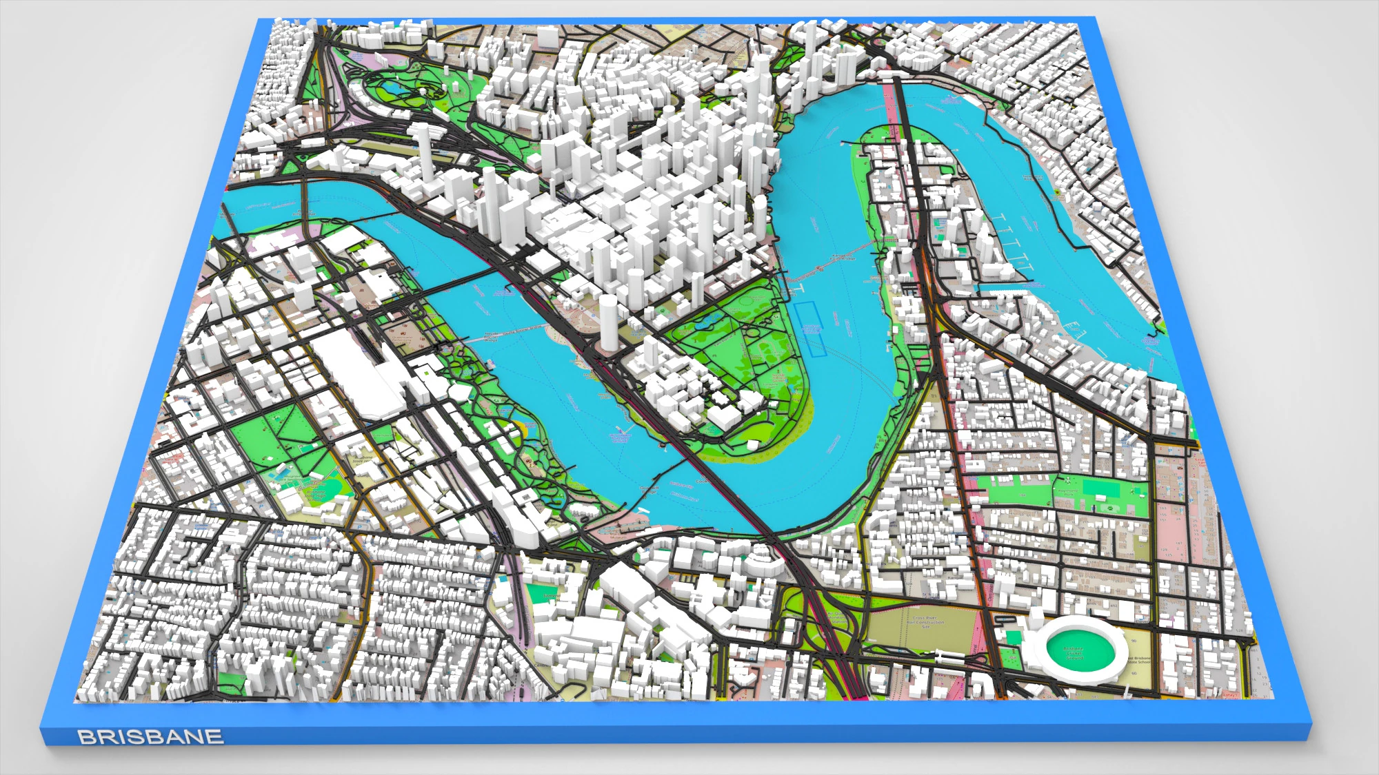 Cityscape Brisbane Queensland Australia 3D Model .c4d .max .obj .3ds .fbx .stl .blend 