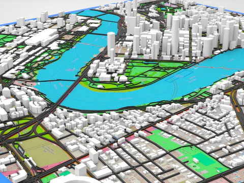 Cityscape Brisbane Queensland Australia 3D Model