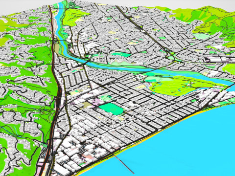 Paesaggio urbano Lower Hutt Nuova Zelanda Modello 3D