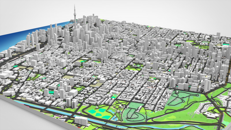 Cityscape Toronto Canada 3D Model .c4d .max .obj .3ds .fbx .stl .blend 