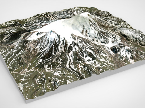 Paesaggio di montagna Vulcano Ichinskaya Sopka Penisola di Kamchatka Modello 3D