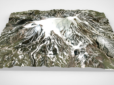 Paesaggio di montagna Vulcano Ichinskaya Sopka Penisola di Kamchatka Modello 3D