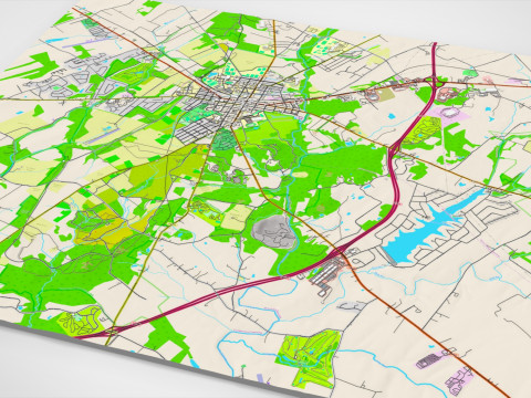 Pemandangan Kota Gettysburg Pennsylvania AS Model 3D