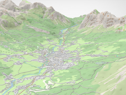 Stadtbild Cortina d Ampezzo Italien 3D Modell