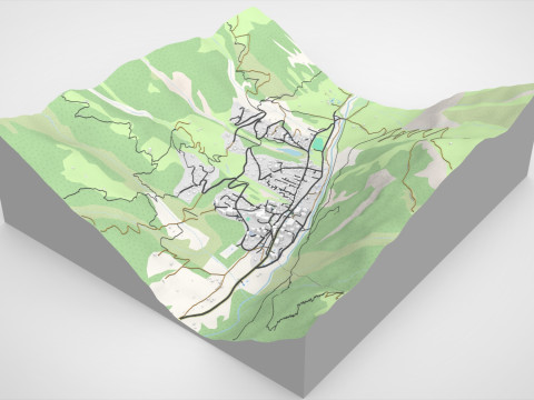 Stadsgezicht Zinal Zwitserland 3D Model