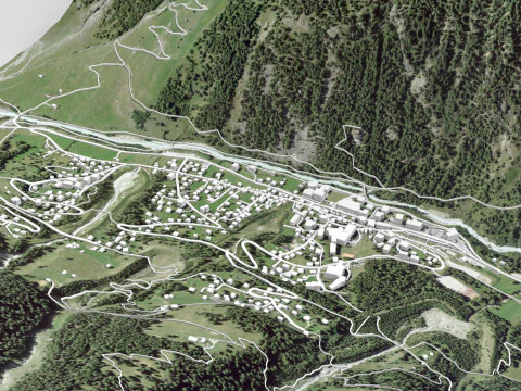 Paesaggio urbano Zinal Svizzera Modello 3D