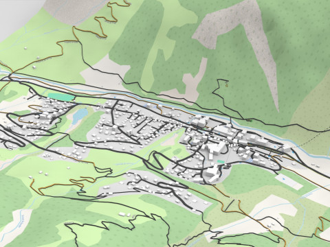 Stadsgezicht Zinal Zwitserland 3D Model