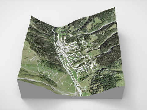 Stadsgezicht Zinal Zwitserland 3D Model