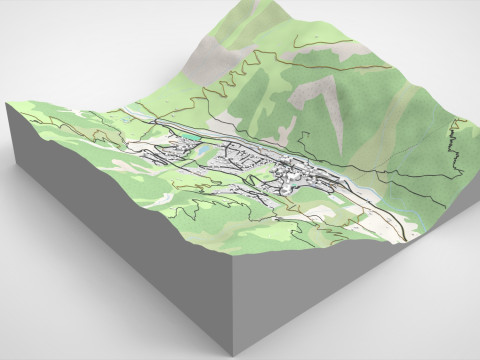 Stadsgezicht Zinal Zwitserland 3D Model